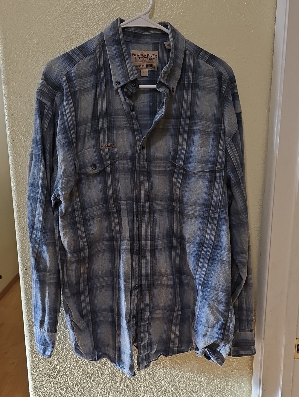 Powder River Panhandle Men’s Blue Plaid Long-Sleeve Shirt